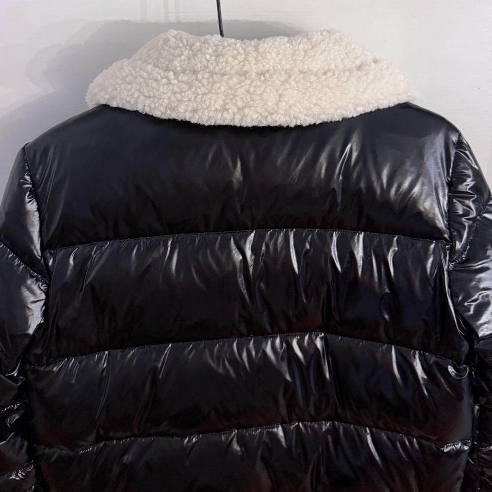 NWOT Sanctuary Down Puffer Sherpa Trim High Shine Black S Cybercore Streetwear - Picture 3 of 10